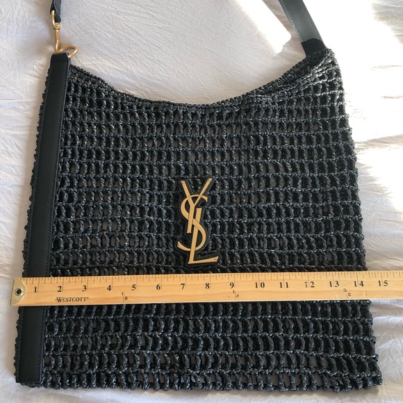 Saint Laurent YSL Oxalis Black Woven Leather Shoulder Bag - Picture 12 of 15
